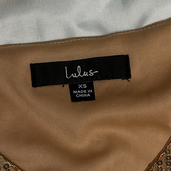 Lulu's Rose Gold Sequin V-Neck Swing Mini Dress - Picture 5 of 5